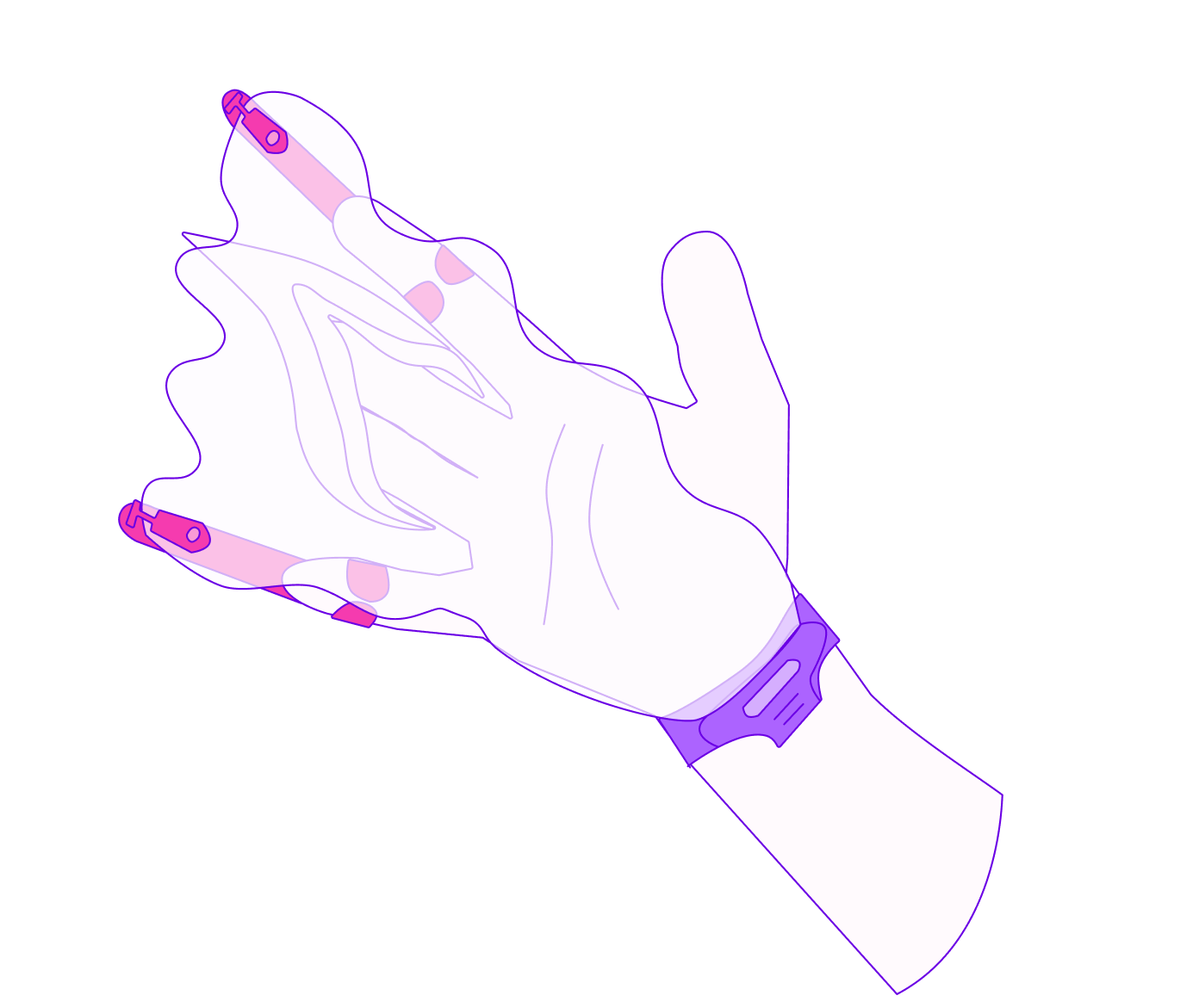 Illustration of a hand wearing Handlyk holding an oral sex barrier